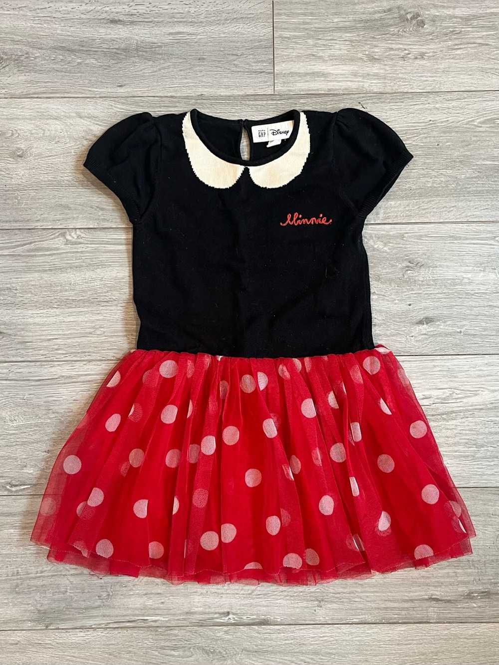 DISNEY Minnie Mouse Black & Red Polka Dot Dress 4T